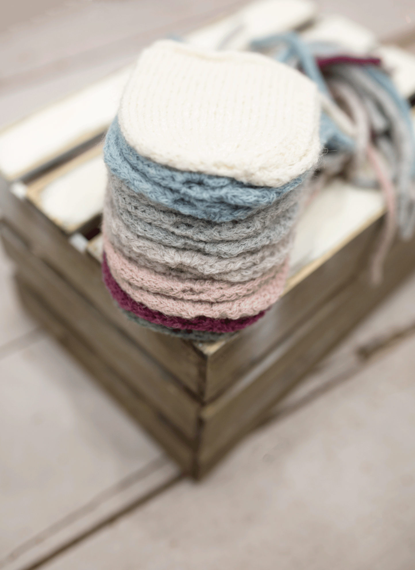 Newborn size knitted bonnet and knitted ties, Ready to send, green, white