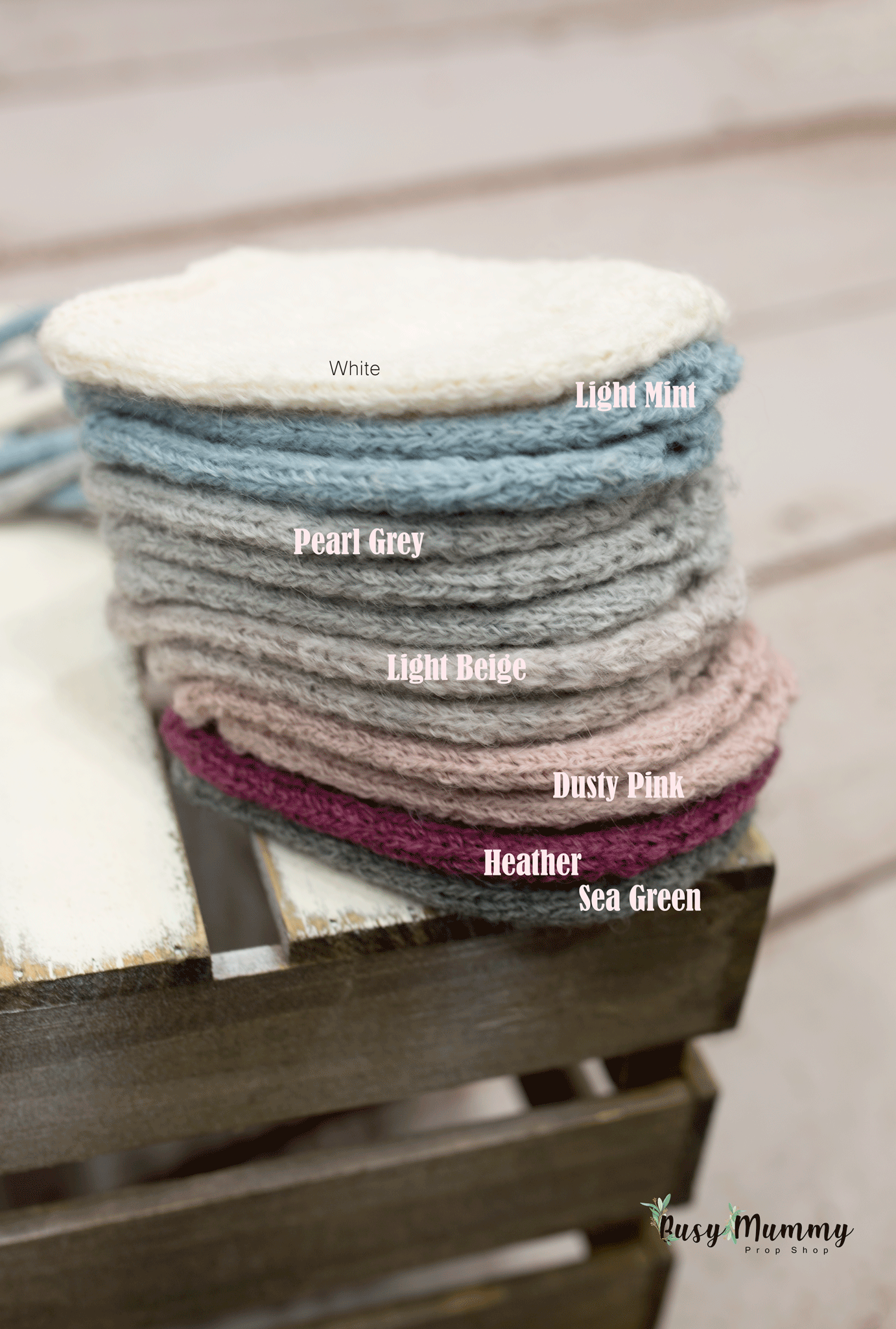 Newborn size knitted bonnet and knitted ties, Ready to send, green, white