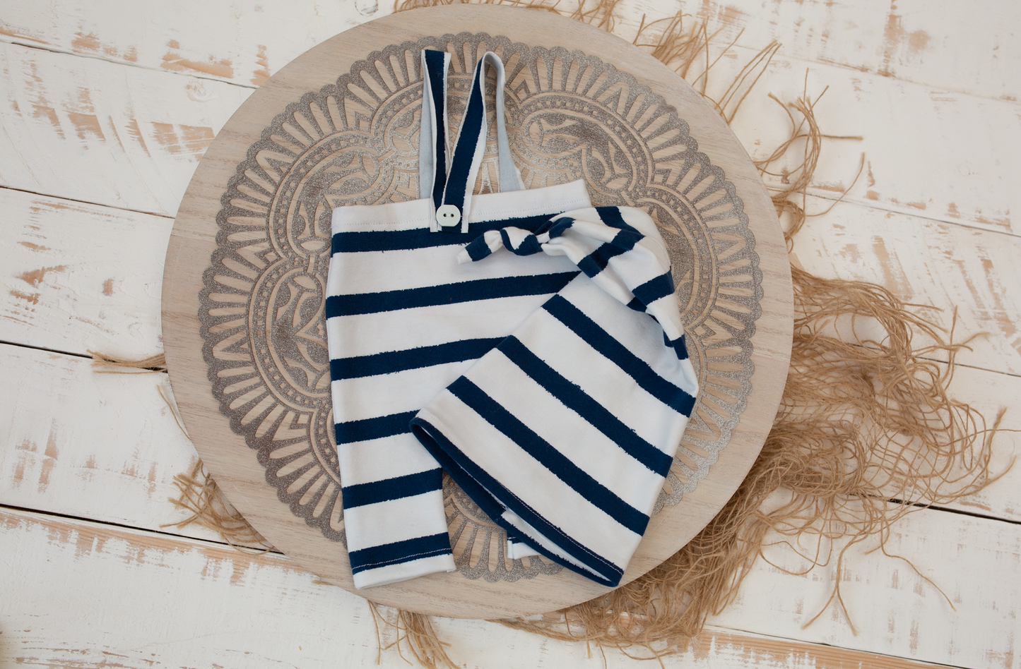 Newborn navy, white, boy, set, sleep hat, pants, stripe, Ready to send
