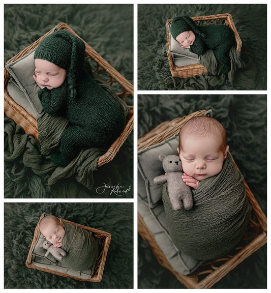 PRE ORDER Newborn knitted pyjama, ivy, bonnet sleep hat, knitted wrap, PRE ORDER