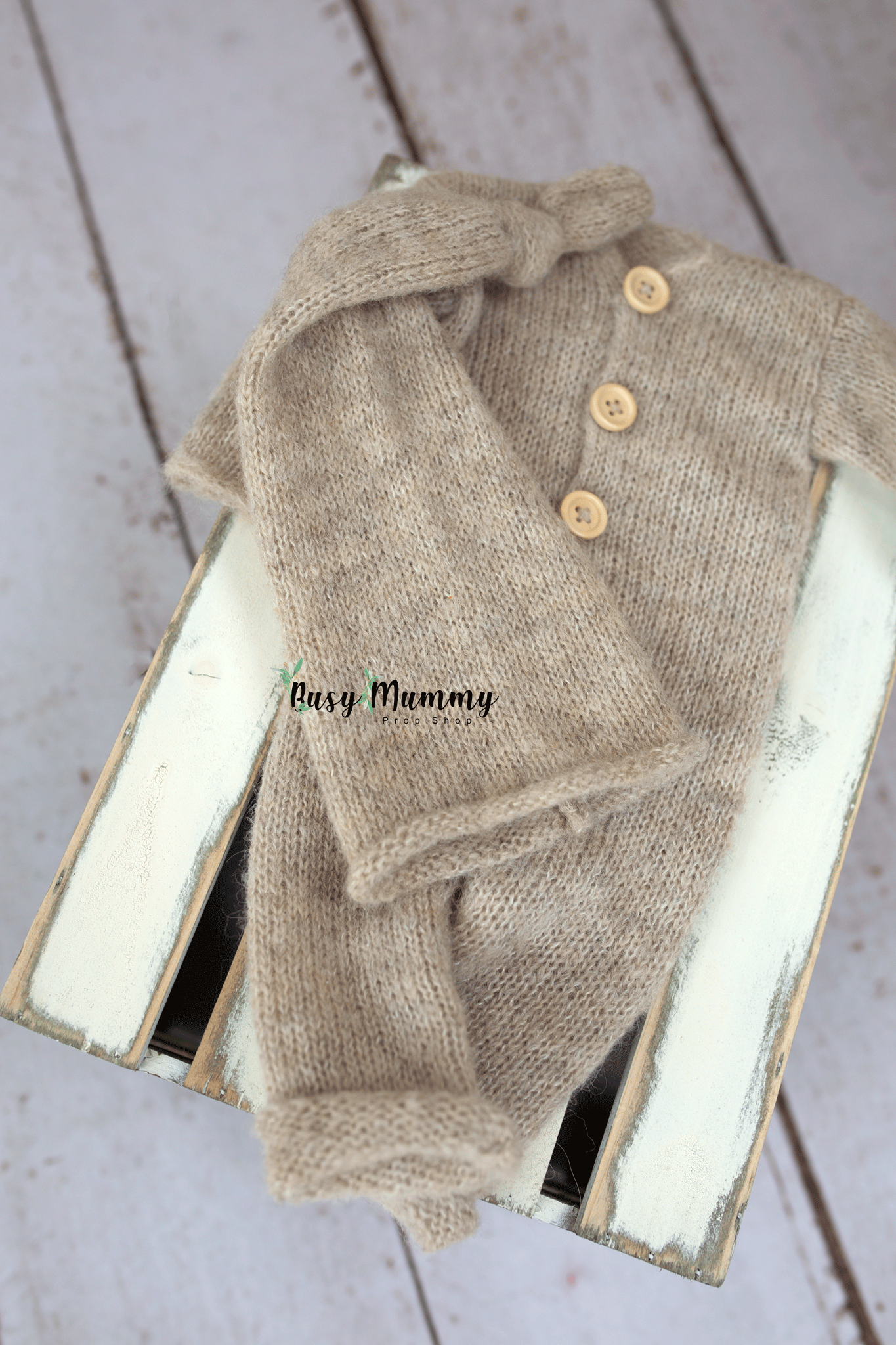 Newborn size, neutral, beige, pyjama, sleep hat set, Ready to send