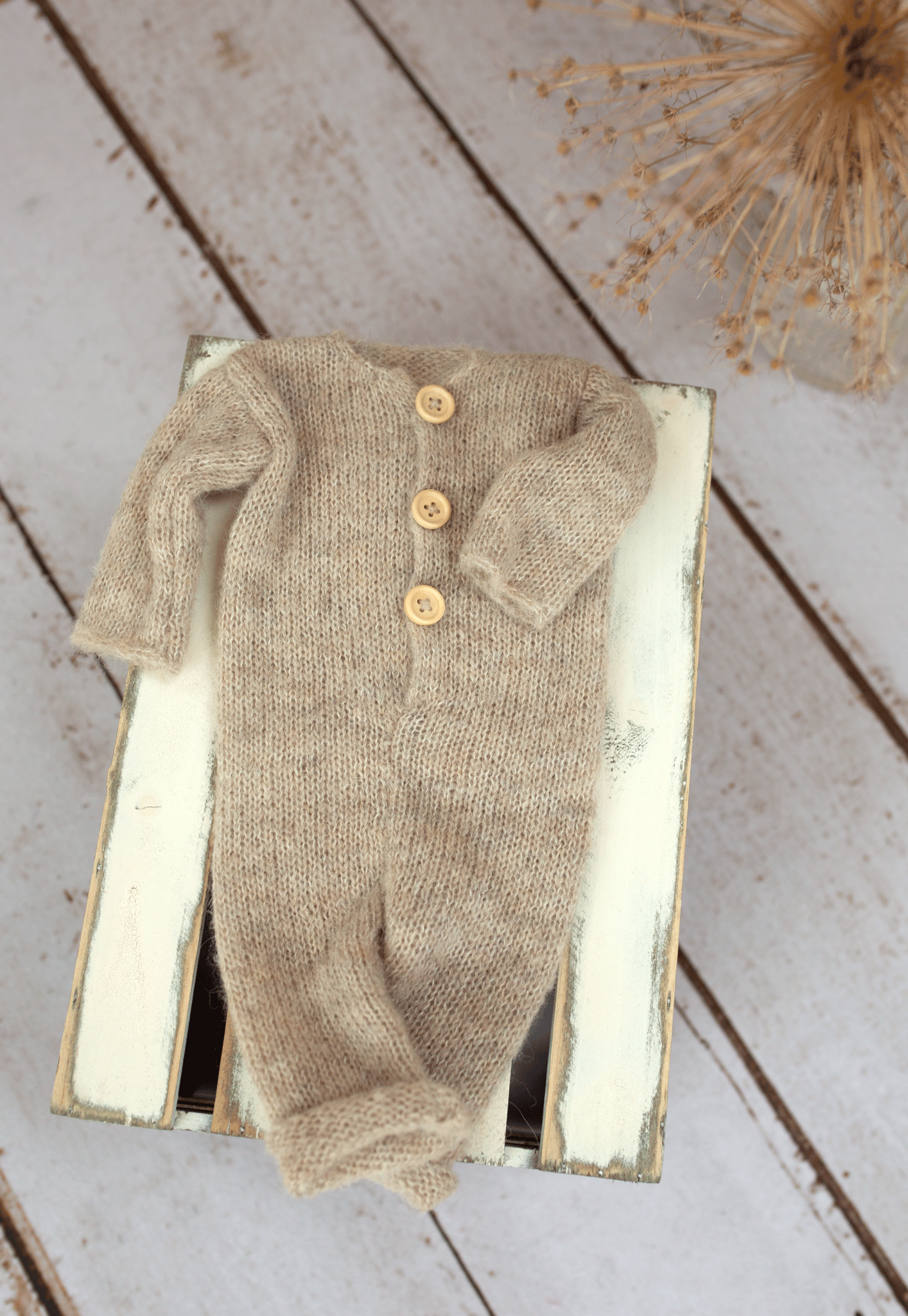 Newborn size, neutral, beige, pyjama, sleep hat set, Ready to send