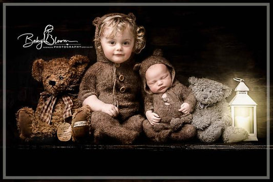 Knitted bear  outfit, sitter, toddle size, brown colour, photo prop - Busy mummy prop shop