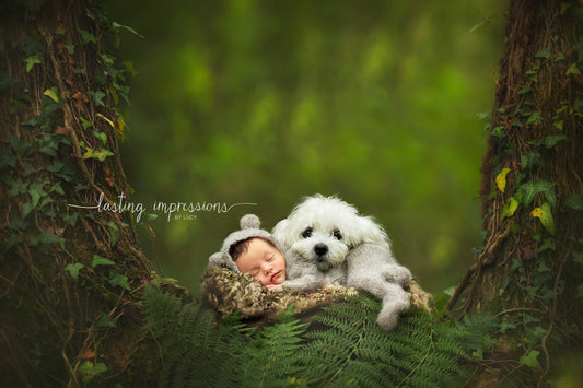 Newborn baby boy girl, knitted bear outfit, light grey colour Pre ORDER