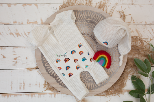 Newborn rainbow set, sleep hat, felted rainbow, Ready to send