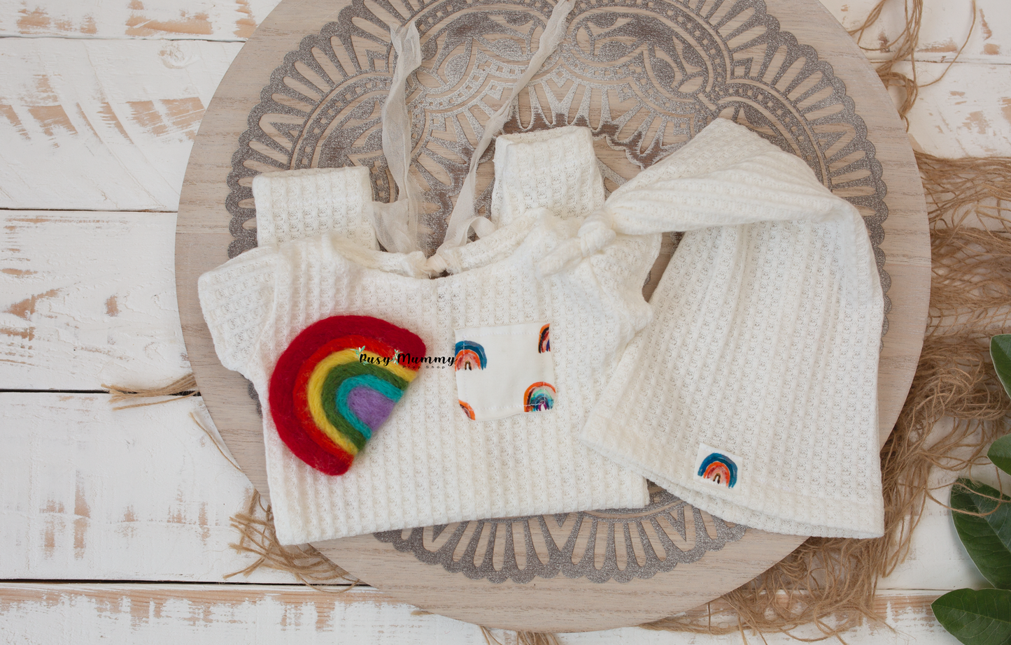 Newborn rainbow set, sleep hat, felted rainbow, Ready to send