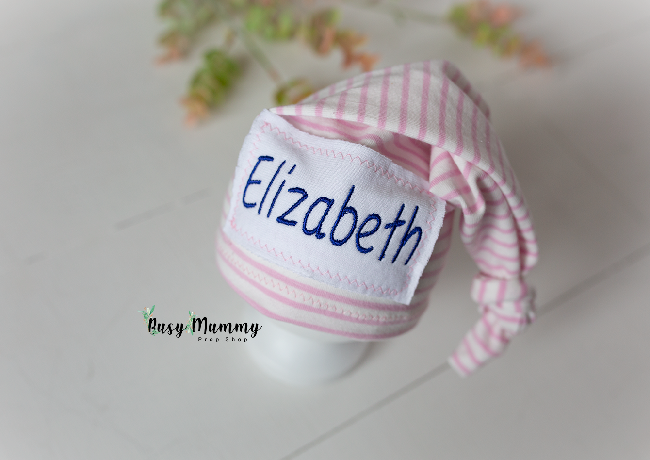 Personalised newborn baby girl sleep hat, Ready to send