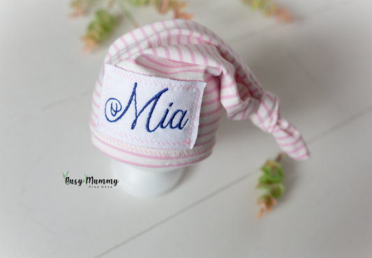 Personalised newborn baby girl sleep hat, Ready to send