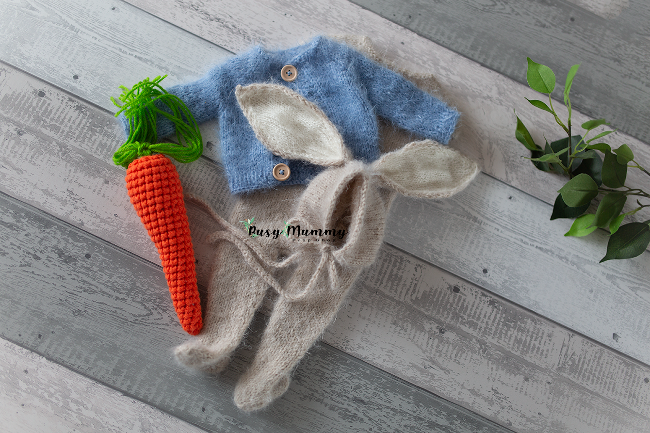 Newborn size, neutral, peter rabbit theme, knitted outfit, PRE ORDER