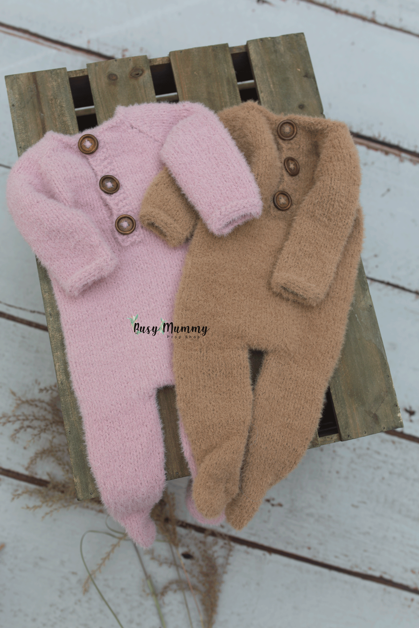 Newborn knitted bear pyjama, super soft, fuzzy, pink, caramel, READY TO SEND