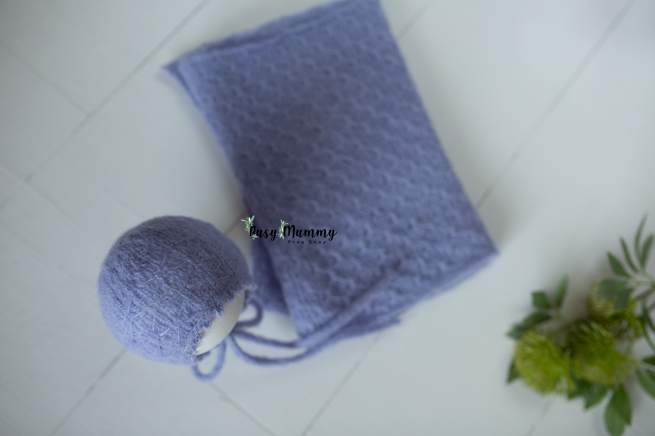 Newborn knitted lavender wrap, textured wrap, Ready to send