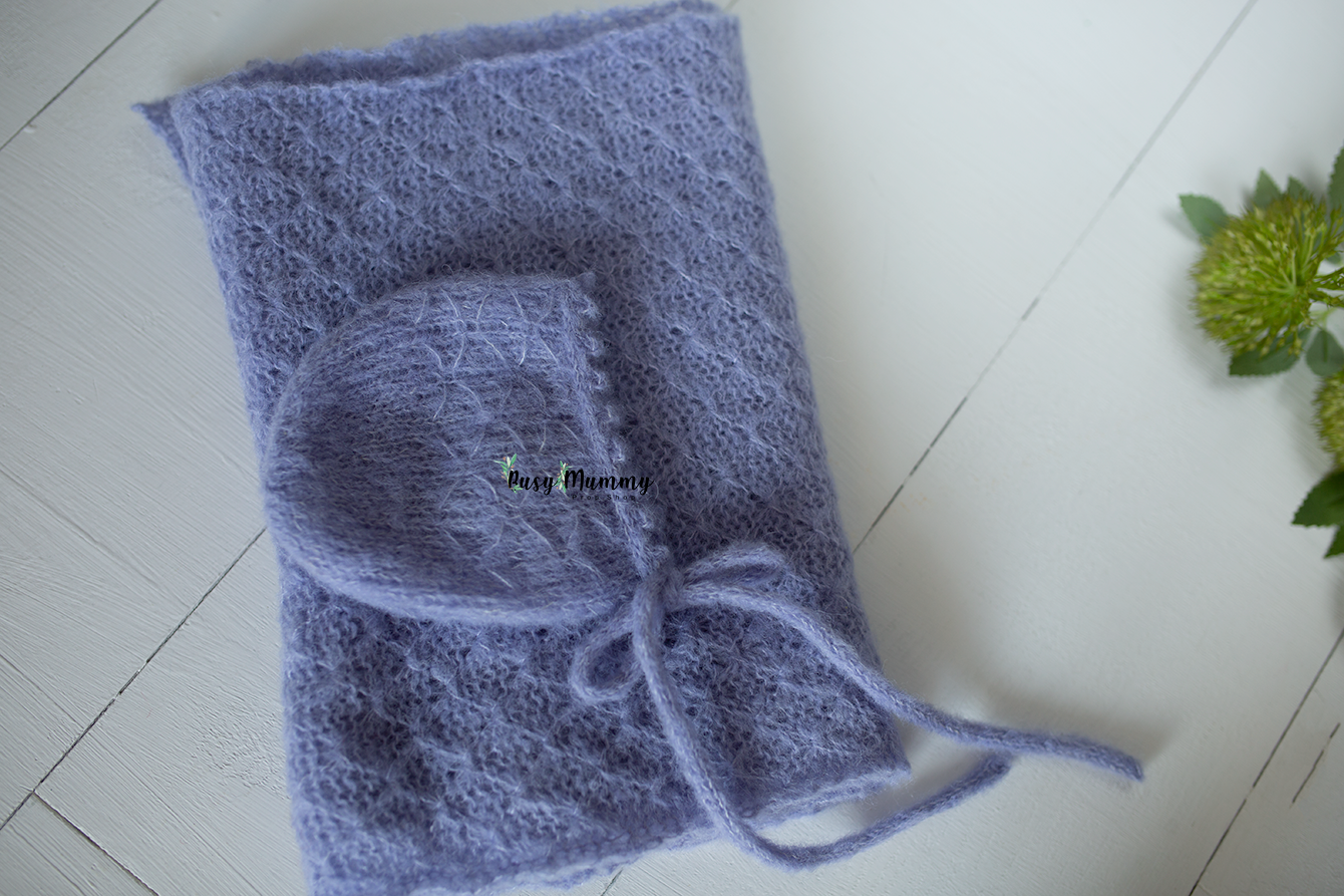 Newborn knitted lavender wrap, textured wrap, Ready to send