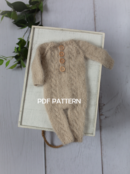 Newborn size Oliver pyjama, Digital download, knitting pattern