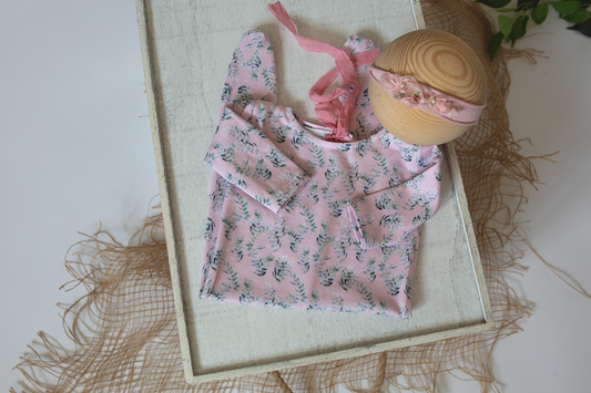Newborn size soft pink pyjama set, headband, RTS