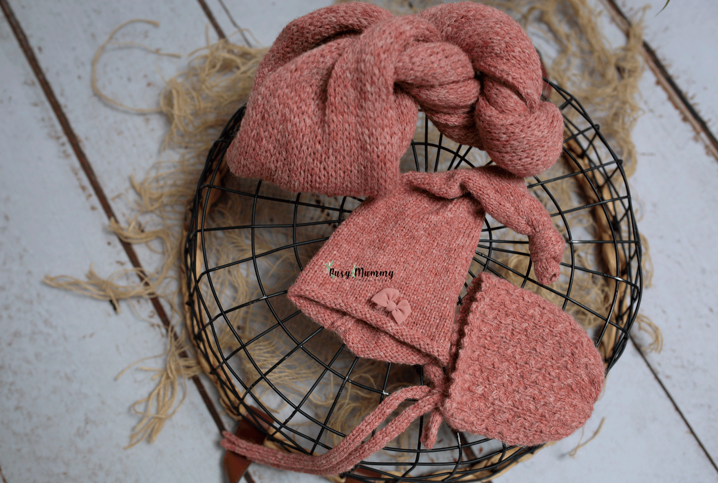 Newborn knitted wrap, bonnet, peach colour, sleep hat, bonnet, wrap, Ready to send