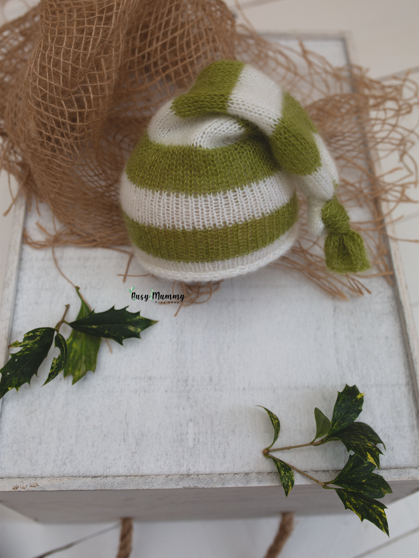 Newborn knitted sleep hat, santa, Christmas, twin, Ready to send