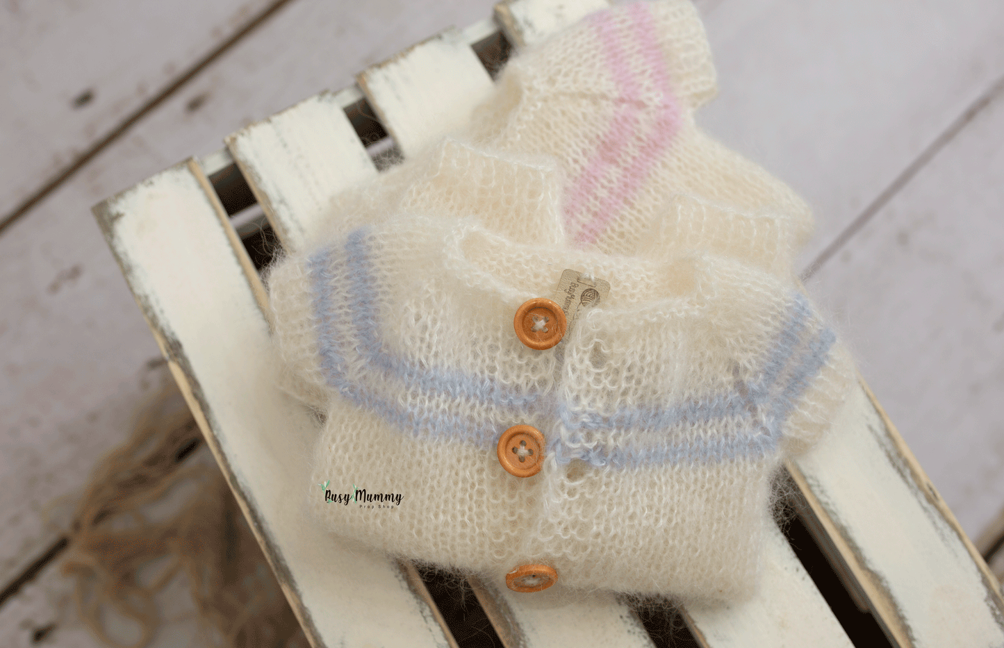 Twin set, newborn size, romper, pink, blue, off white, READY TO SEND