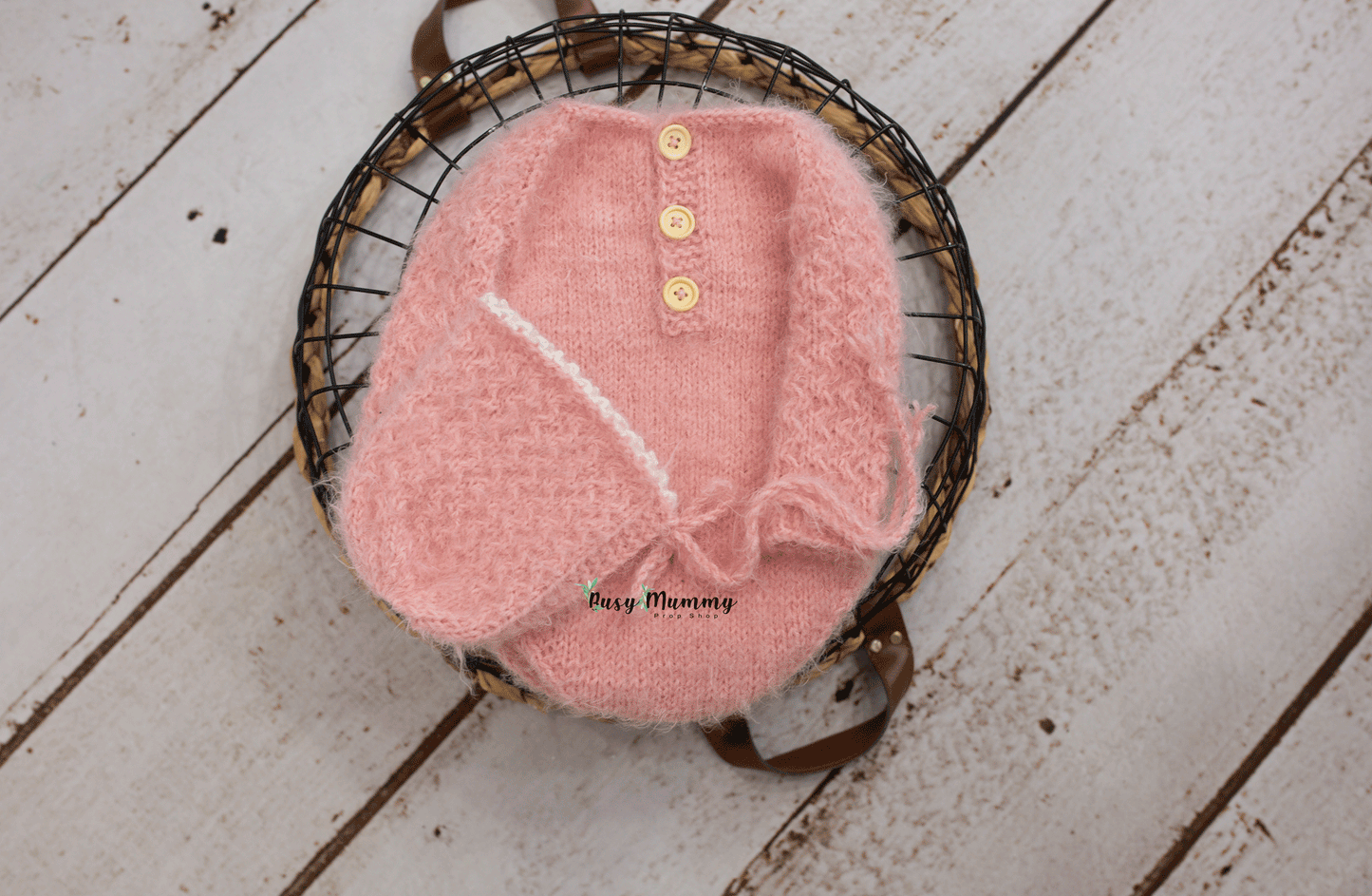 Knitted romper, baby girl, pink, fluffy,3-6 month, fluffy pink, patterned sleeves, bonnet, READY TO SEND