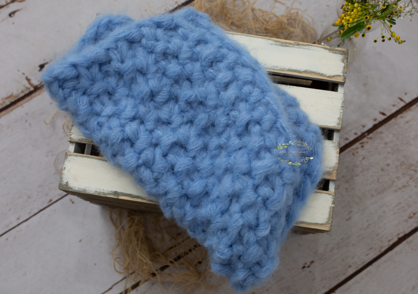 Newborn size knitted romper, chunky layer , sleep hat, blue, bonnet, Ready to send