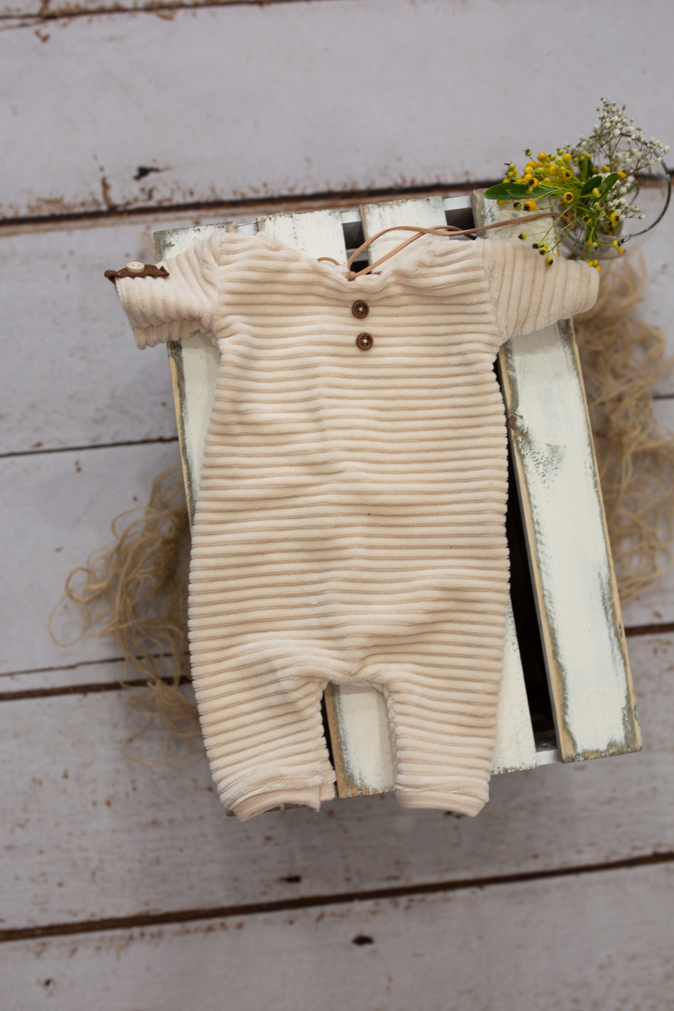 Newborn size pyjama, off white, rust, twin, Ready to send