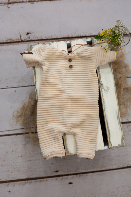 Newborn size pyjama, off white, rust, twin, Ready to send